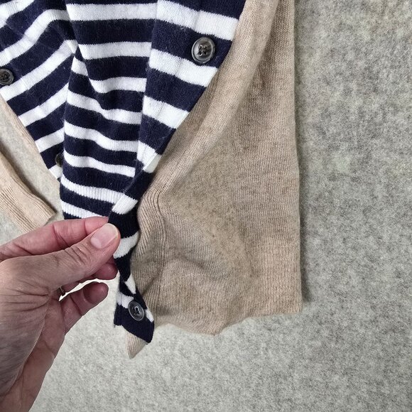 J.Crew Womens Beige & Navy Striped Sweater With Button Details Size S - Picture 4 of 9